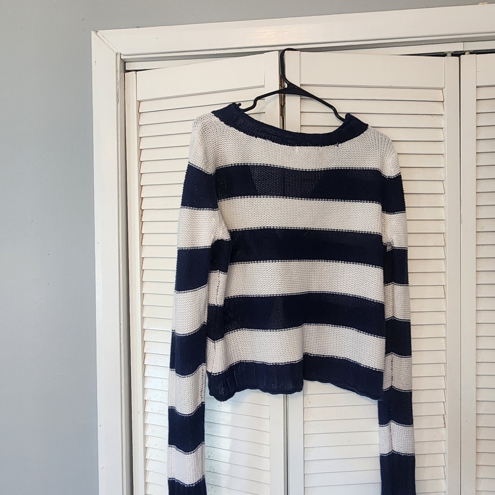 Arizona Jean Company Navy and White Striped Cardigan
